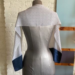 Vintage 30s navy polkadot rectangular scarf